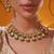 Gold plated green stone kundan necklace set
