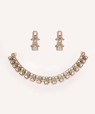 Gold plated kundan necklace set 1