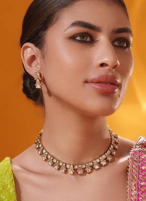 Gold plated kundan necklace set 2