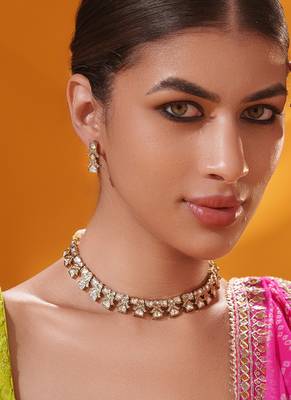Gold plated kundan necklace set 3