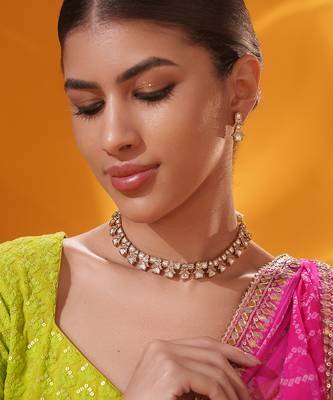 Gold plated kundan necklace set 4