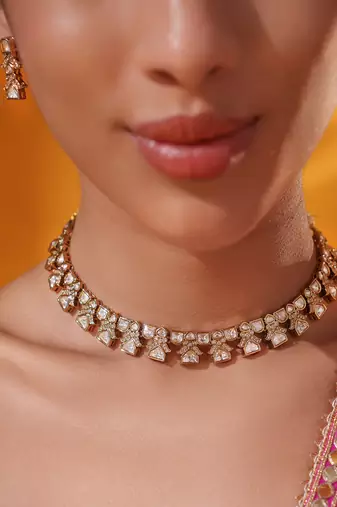 Gold plated kundan necklace set