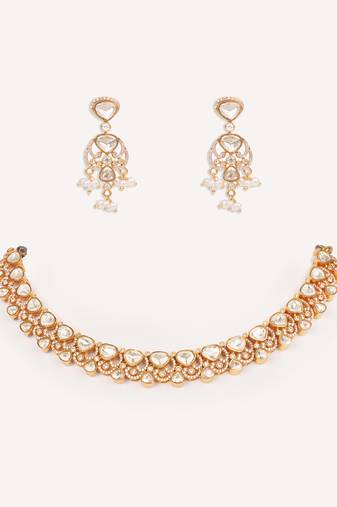 Gold plated kundan necklace set