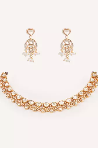 Gold plated kundan necklace set