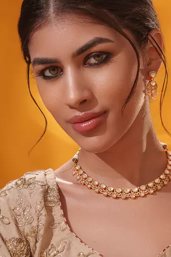 Gold plated kundan necklace set