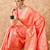 stylish peach banarasi art silk saree with weaving detailing 