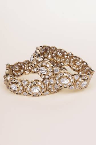 Gold plated kundan bangles