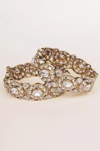 Gold plated kundan bangles
