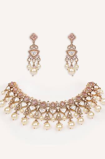 Gold plated kundan necklace set