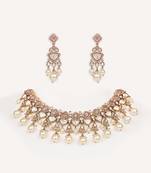 Gold plated kundan necklace set