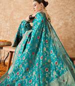 sky blue banarasi art silk saree with stunning weaving work 