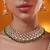 Gold plated green stone kundan necklace set