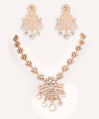 Gold plated kundan necklace set 1