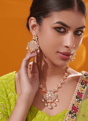 Gold plated kundan necklace set 2