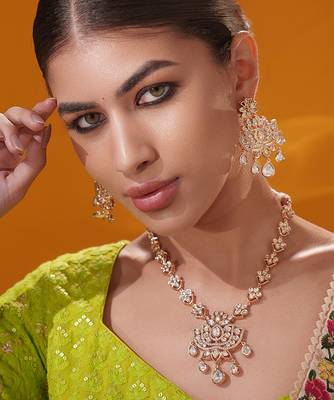 Gold plated kundan necklace set 4