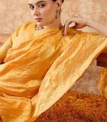 luxurious gold banarasi art silk saree with fine weaving 