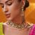 Gold plated green stone kundan necklace set
