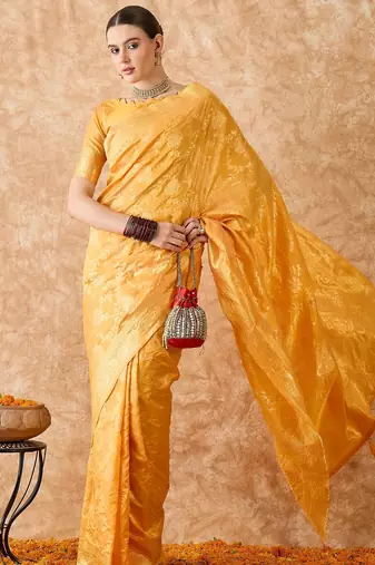 luxurious gold banarasi art silk saree with fine weaving 