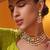 Gold plated green stone kundan necklace set