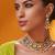 Gold plated green stone kundan necklace set