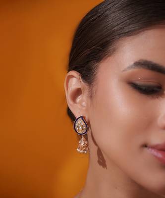 Gold plated green stone kundan necklace set 5