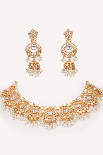 Gold plated kundan necklace set
