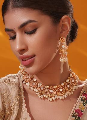 Gold plated kundan necklace set 2
