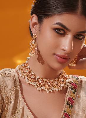 Gold plated kundan necklace set 3