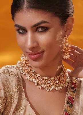 Gold plated kundan necklace set 4