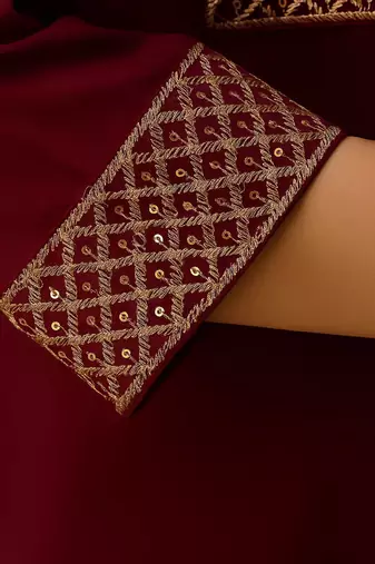Women’s Maroon Ethnic Rayon A-Line Kurti with Designer Work