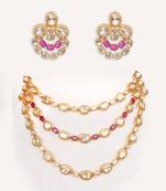 Gold plated red stone kundan necklace set