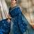petrol blue banarasi art silk saree with classic weaving details 