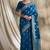petrol blue banarasi art silk saree with classic weaving details 