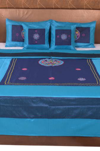 Polysilk Embroidered Bed Cover Set