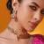 Gold plated pink stone kundan necklace set