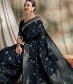 black banarasi art silk saree with traditional weaving craft 