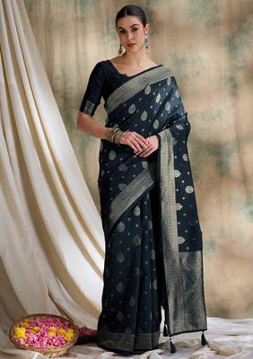 black banarasi art silk saree with traditional weaving craft  2