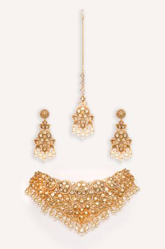 Gold plated kundan necklace set