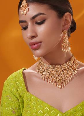 Gold plated kundan necklace set 2