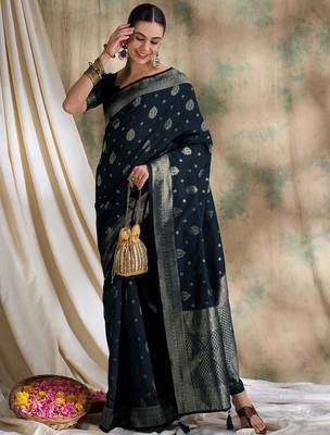 black banarasi art silk saree with traditional weaving craft  4