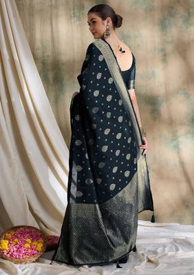 black banarasi art silk saree with traditional weaving craft  5