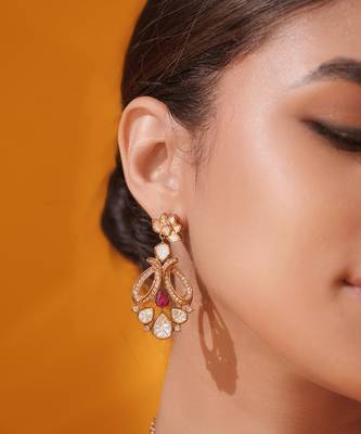 Gold plated red stone kundan necklace set 5