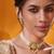 Gold plated green stone kundan necklace set