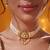 Gold plated green stone kundan necklace set