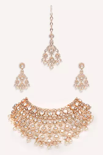 Gold plated kundan necklace set