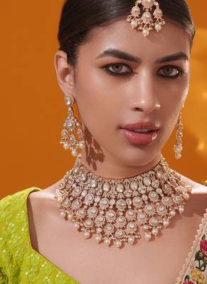 Gold plated kundan necklace set 2