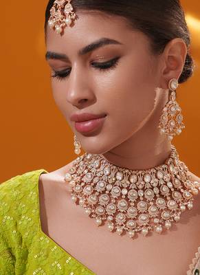 Gold plated kundan necklace set 3