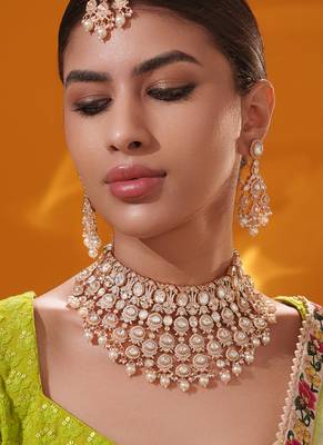Gold plated kundan necklace set 4