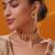 Gold plated green stone kundan necklace set