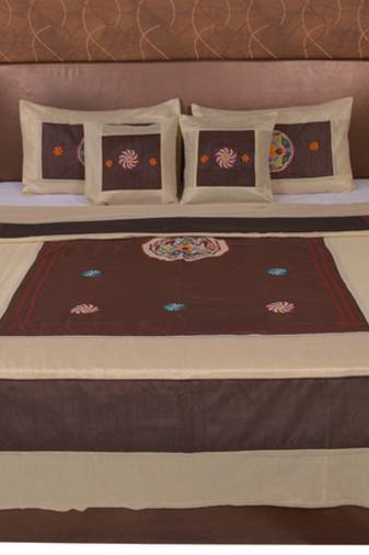 Polysilk Embroidered Bed Cover Set